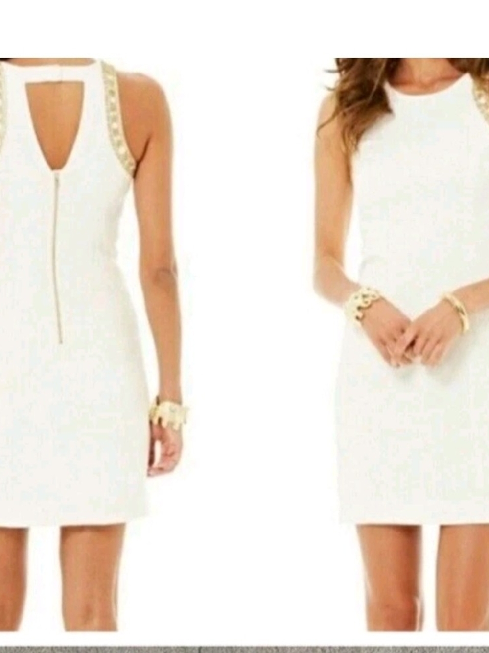 Lilly Pulitzer White Mini Dress with Gold Trim